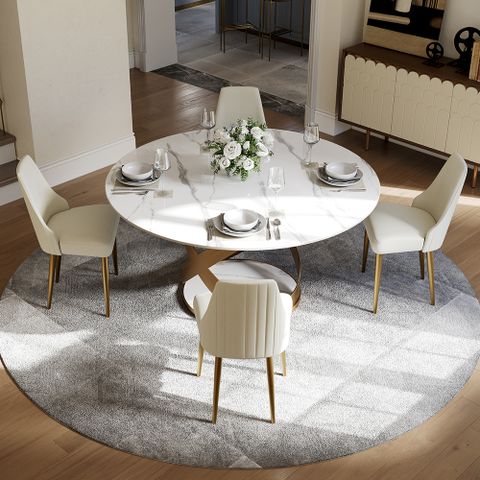 Modern White Round Dining Table With X Carbon Base - Free Shipping ... inside Designer look dining tables without the premium price tag and free home delivery